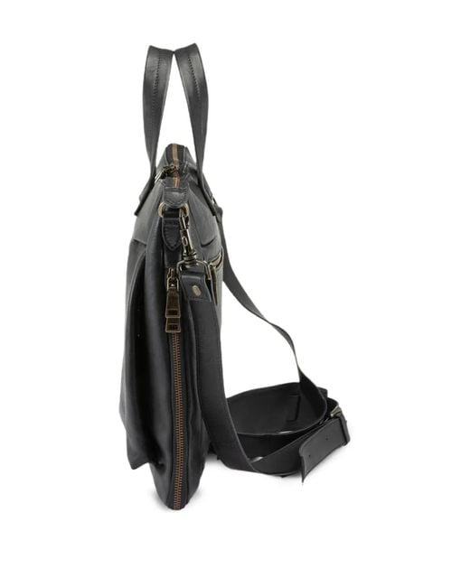 Officine Creative Black Zip Leather Backpack for men
