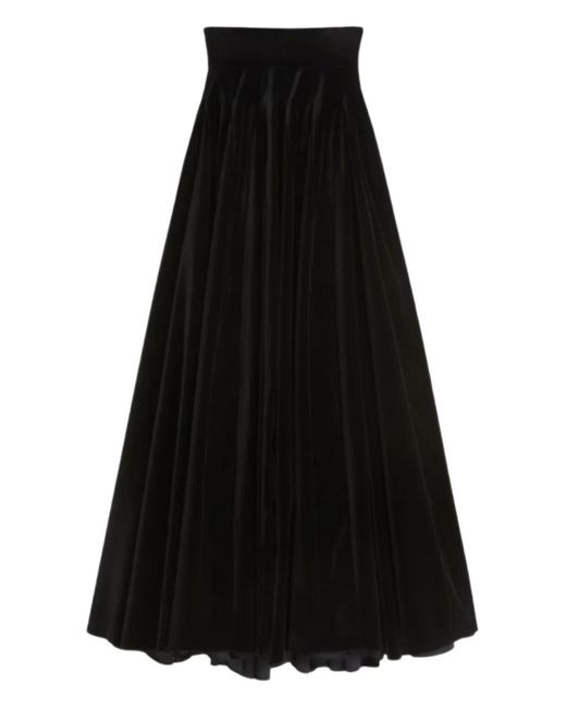 Max Mara Black Bartolo Pleated Velvet Skirt