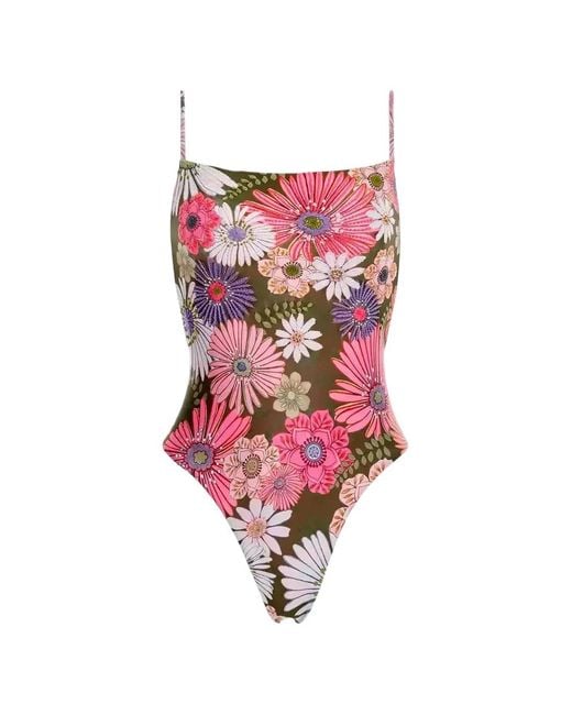 Agua Bendita Kali Floral-Embroidered Swimsuit