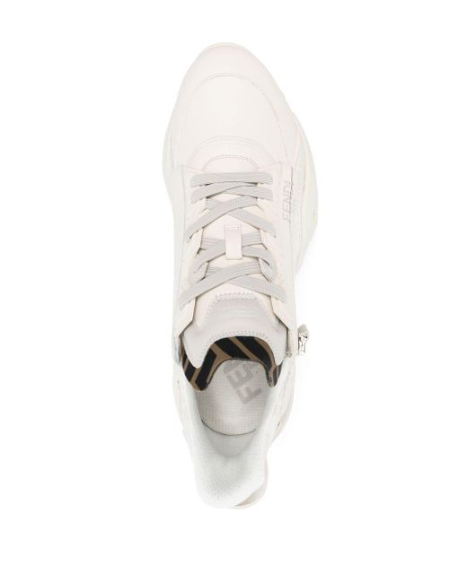 Fendi White Flow Leather Low-top Sneakers - Men's - Calf Leather/rubber/rubberrubber for men