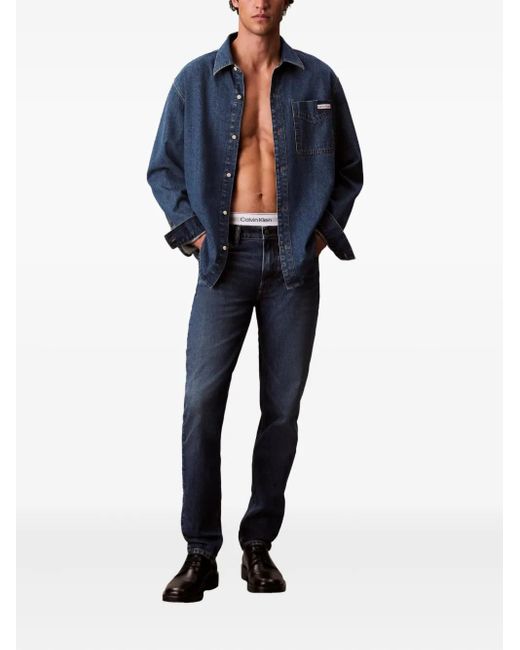 Calvin Klein Blue Logo-Patch Jeans for men