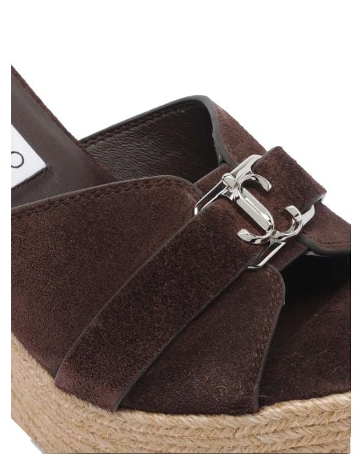 Jimmy Choo Brown Leda Wedge-Sandalen 100mm