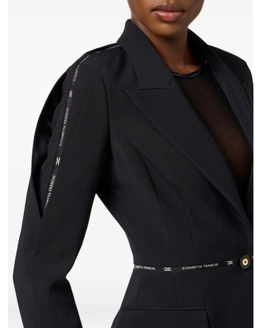 Elisabetta Franchi Black Structured Belted Blazer