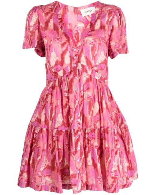 Ba&sh Pink Talita Abstract-print Mini Dress