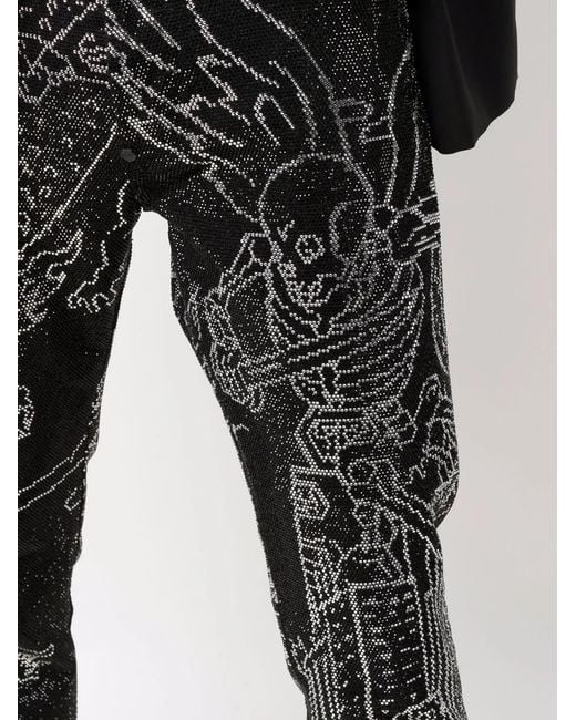 Vaqueros Rectos Skeleton Tattoo Philipp Plein de hombre de color Black