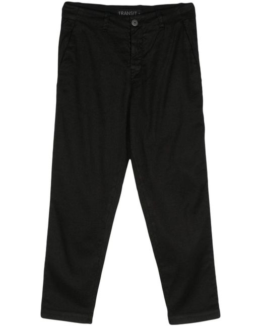 Transit Black Twill Tapered Trousers for men