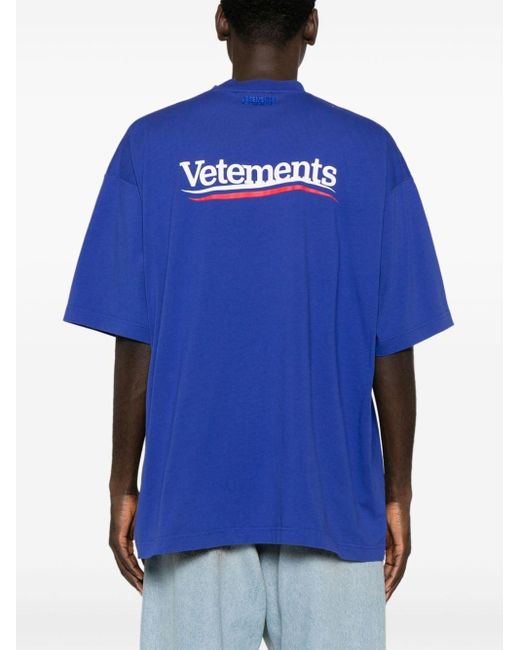Vetements Blue Logo-print Cotton T-shirt