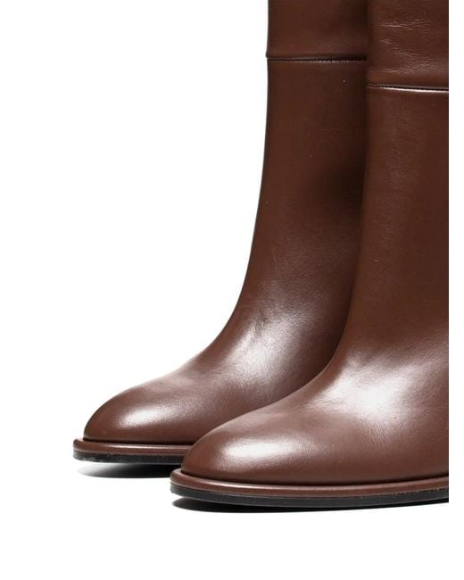 Poche Paris Brown Round-Toe Knee-High Boots