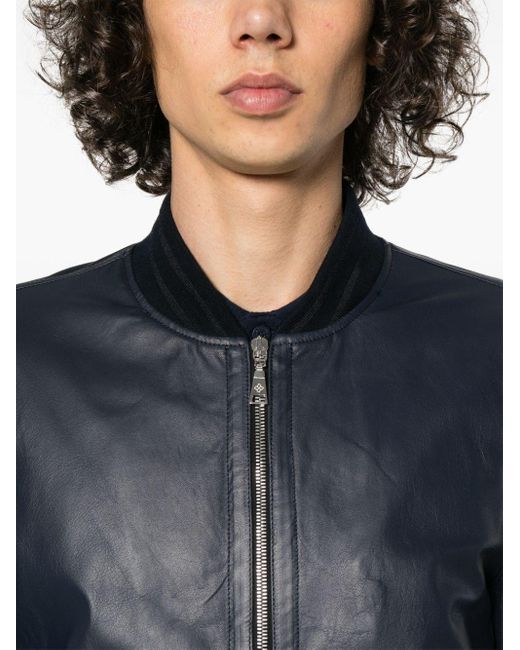 Justin leather jacket di Tagliatore in Blue da Uomo