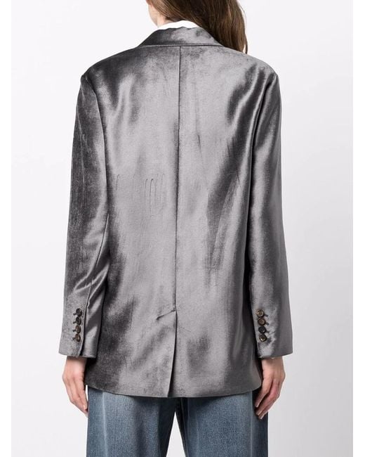 Brunello Cucinelli Gray Chain-Trim Single-Breasted Blazer