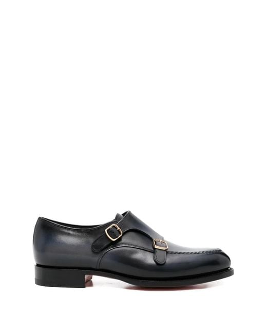 Santoni メンズ ブラック モンクストラップ シューズ 【公式通販】