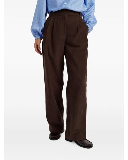 Chinti & Parker White Pleated Corduroy Trousers