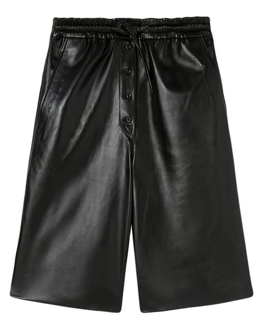 Jil Sander レザーショートパンツ Black
