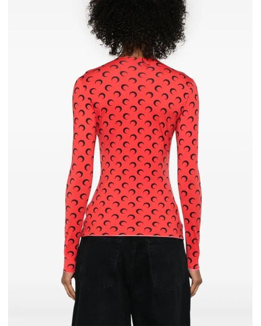 MARINE SERRE Red Moonogram-Pattern Top