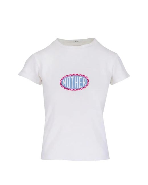 Mother White Logo-Print Short-Sleeve T-Shirt