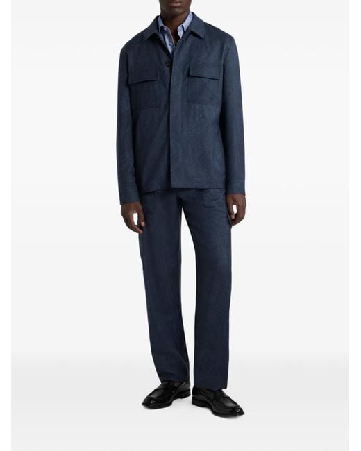 Etro Blue Flap-Pocket Jacket for men