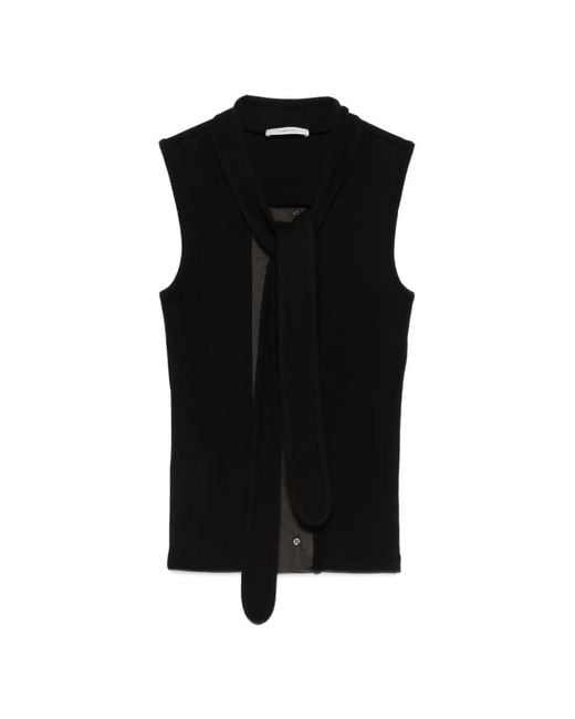Lemaire Black Asymmetrical Fitted Top