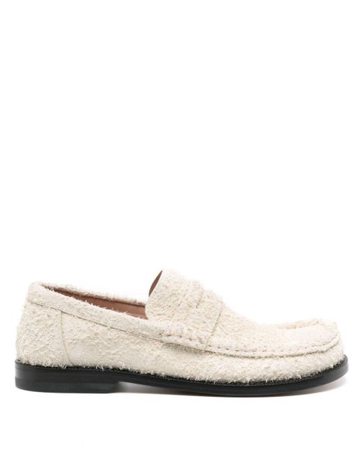 Loewe White Campo Brushed Suede Loafers