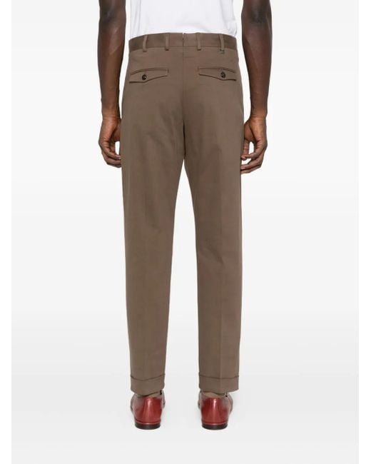 PT Torino Gray Pleated Cuffed Trousers for men