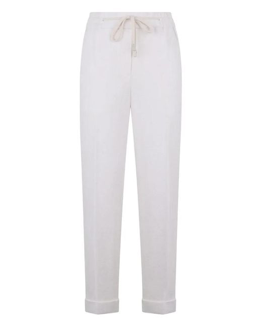 Peserico White Drawstring Trousers