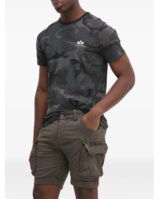 Alpha Industries Green Crew Cargo Shorts for men