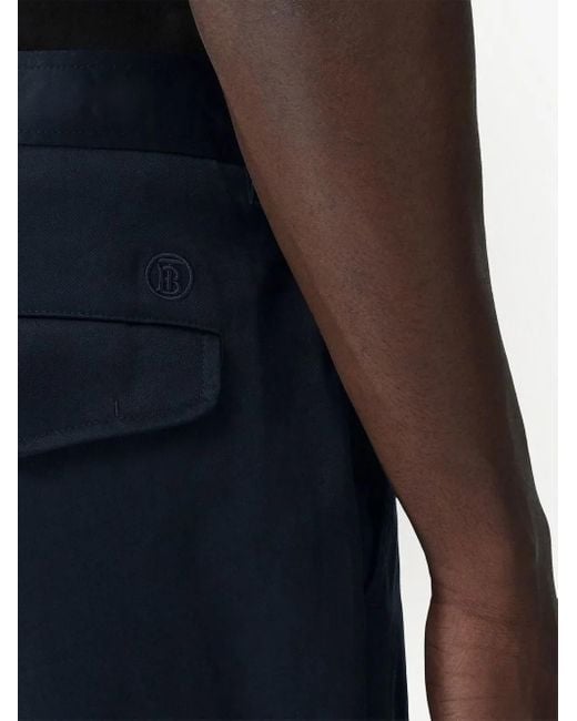 Burberry Blue Embroidered Monogram Cotton Blend Trousers, Brand Size 44 (Waist for men