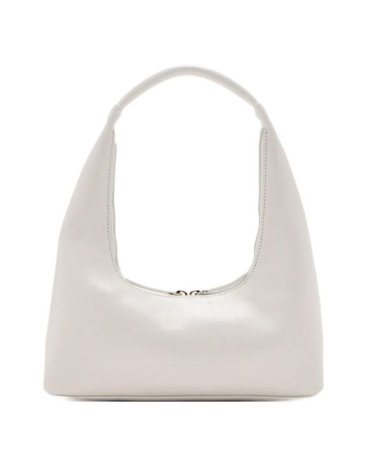 MARGE SHERWOOD White Zip-Fastening Crescent Shoulder Bag
