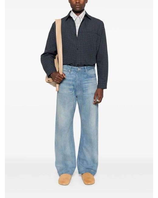 Auralee Blue Faded Selvedge Jeans for men