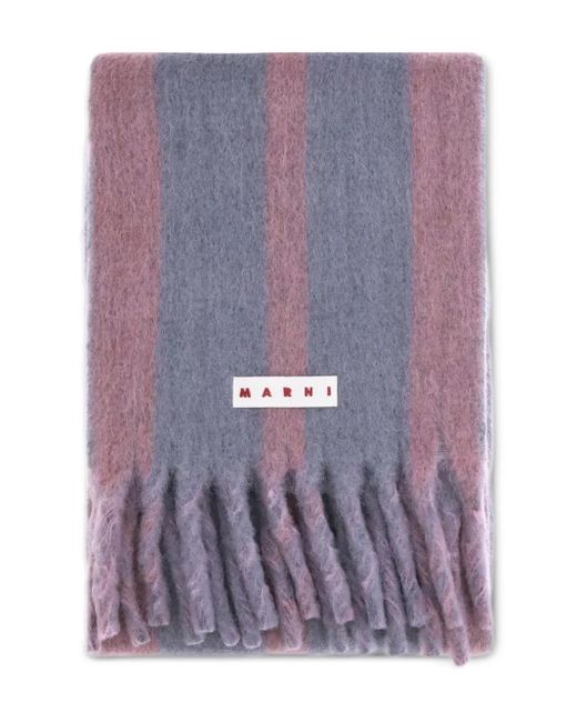 Sciarpa A Righe Con Frange di Marni in Purple da Uomo