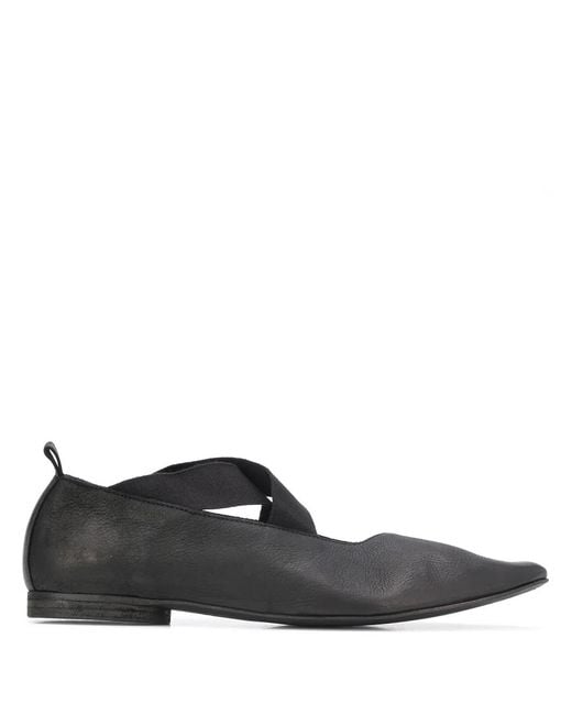 Uma Wang Black Crisscross Strap Pointed Toe Ballerinas