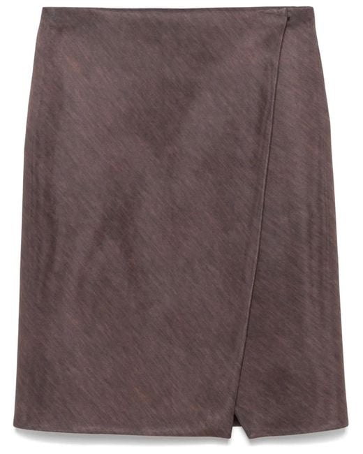 Philosophy Di Lorenzo Serafini Brown Wrap Midi Skirt