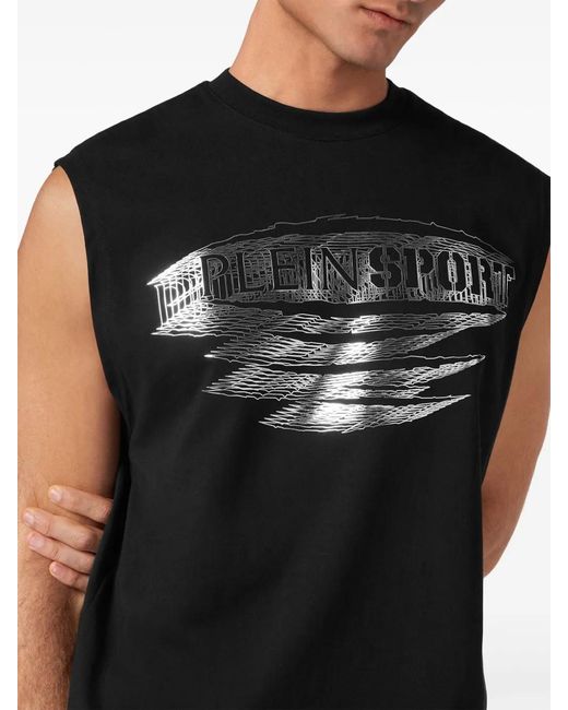 Philipp Plein Black Logo-Print Tank Top for men