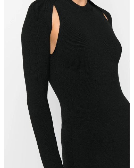 Tom Ford Black Cut-Out Ribbed Midi Dress