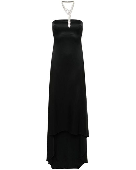 GIUSEPPE DI MORABITO Black Strapless Satin Maxi Dress
