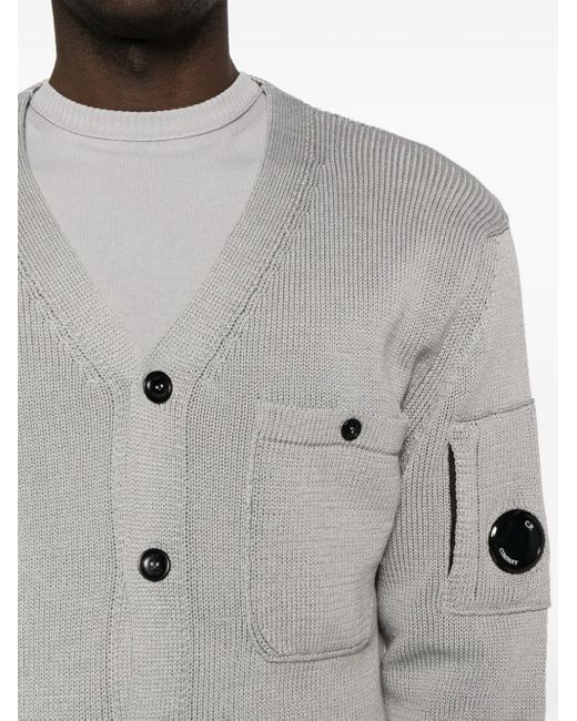 C P Company Gray Lens-detailed Cotton Cardigan for men