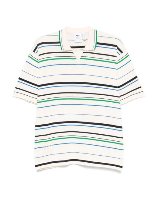 Adidas White Cotton Blend Knitted Polo Shirt for men