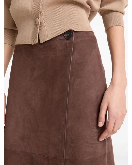 Yves Salomon Brown Suede Midi Skirt
