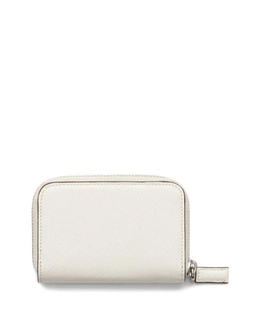 Prada White Triangle-Logo Leather Wallet for men