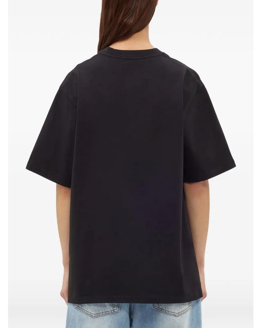 MSGM Black T-Shirt À Fleurs