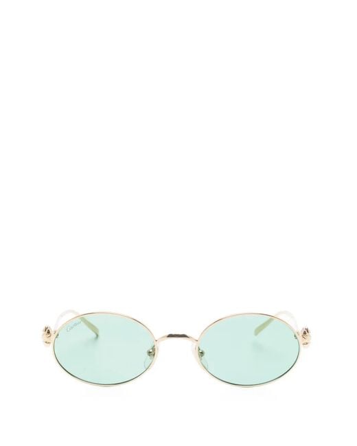 Cartier Green Oval Embellished Sunglasses