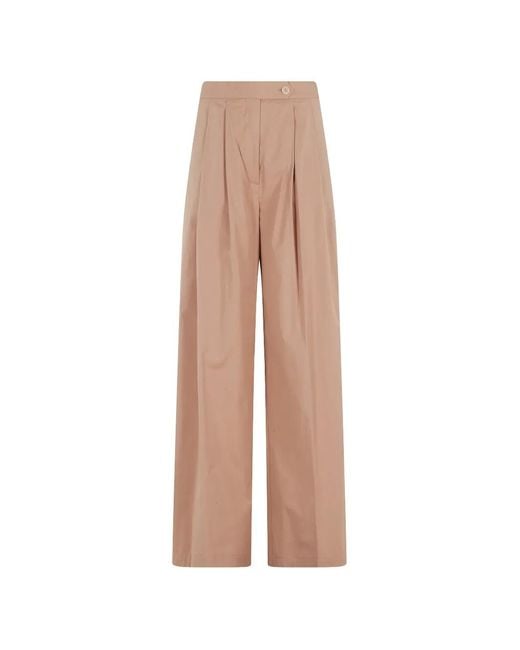 Semicouture Natural Pantalon Camelia À Design Plissé