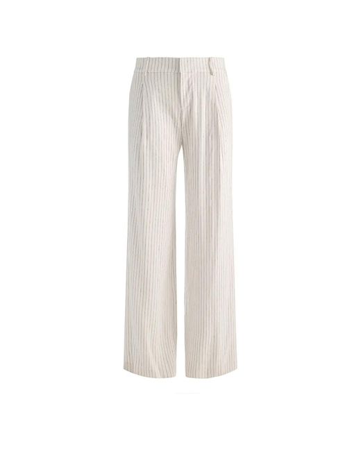 Alice + Olivia White Eric Stripe-Pattern Trousers