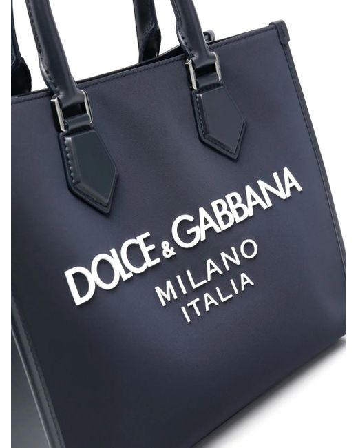 Dolce & Gabbana Black Logo-Embossed Canvas Tote Bag for men