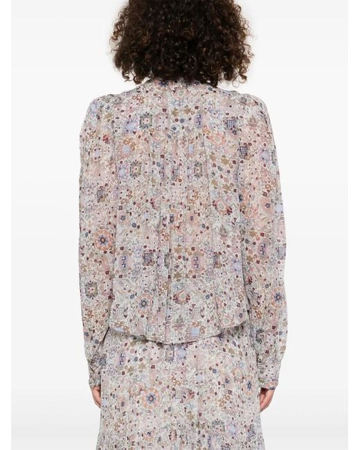 Isabel Marant Gray 'Noeline' Blouse With Abstact Pattern