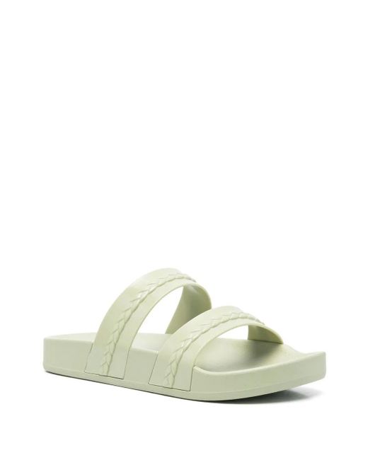 Ancient Greek Sandals Green Meli Double-Strap Slides