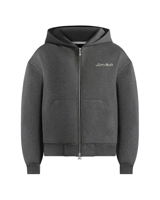Manière De Voir Gray Js002 Signature Relaxed Fit Zip Hoodie