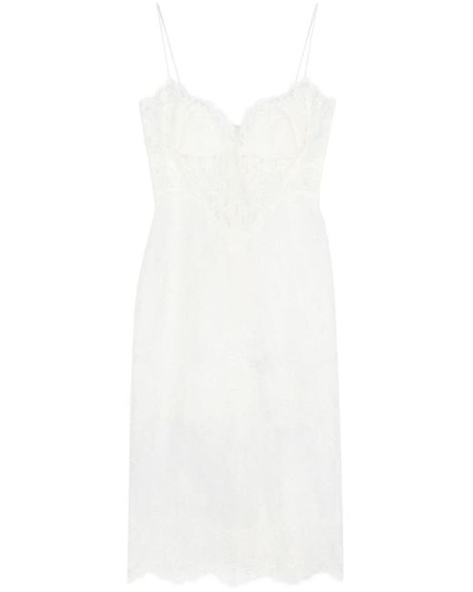 Ermanno Scervino White Floral-lace Midi Dress