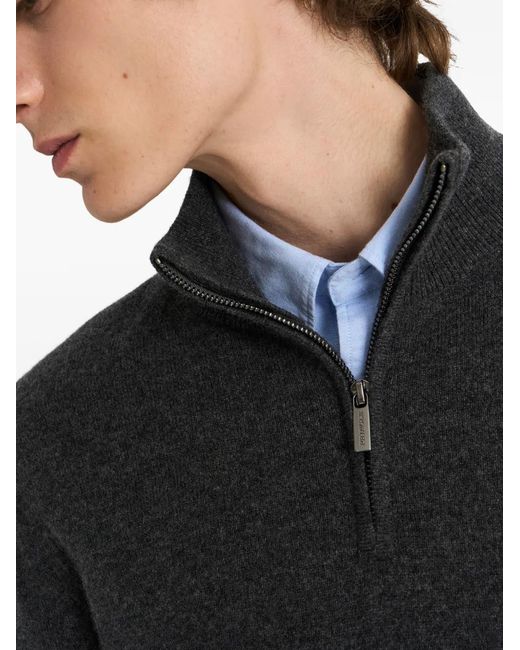 Pringle of Scotland Black Quarter-Zip Cashmere Sweater for men