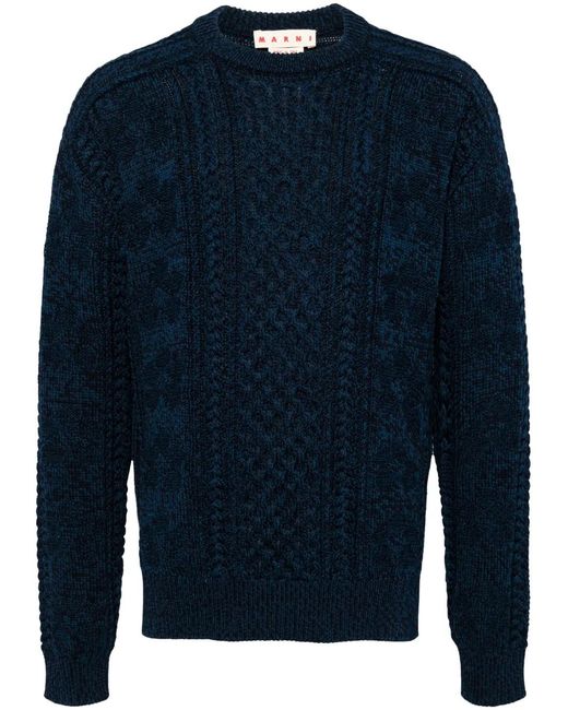 Marni Blue Cable-Knit Cotton Jumper for men
