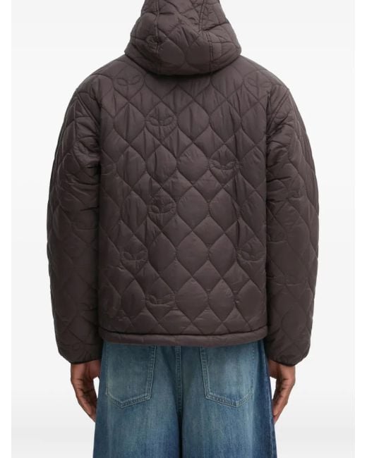 No Problemo Gray Quilted Hooded Jacket for men